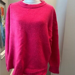 J. Crew Wool Blend Oversized Crewneck Sweater. Hot Pink. Size L.